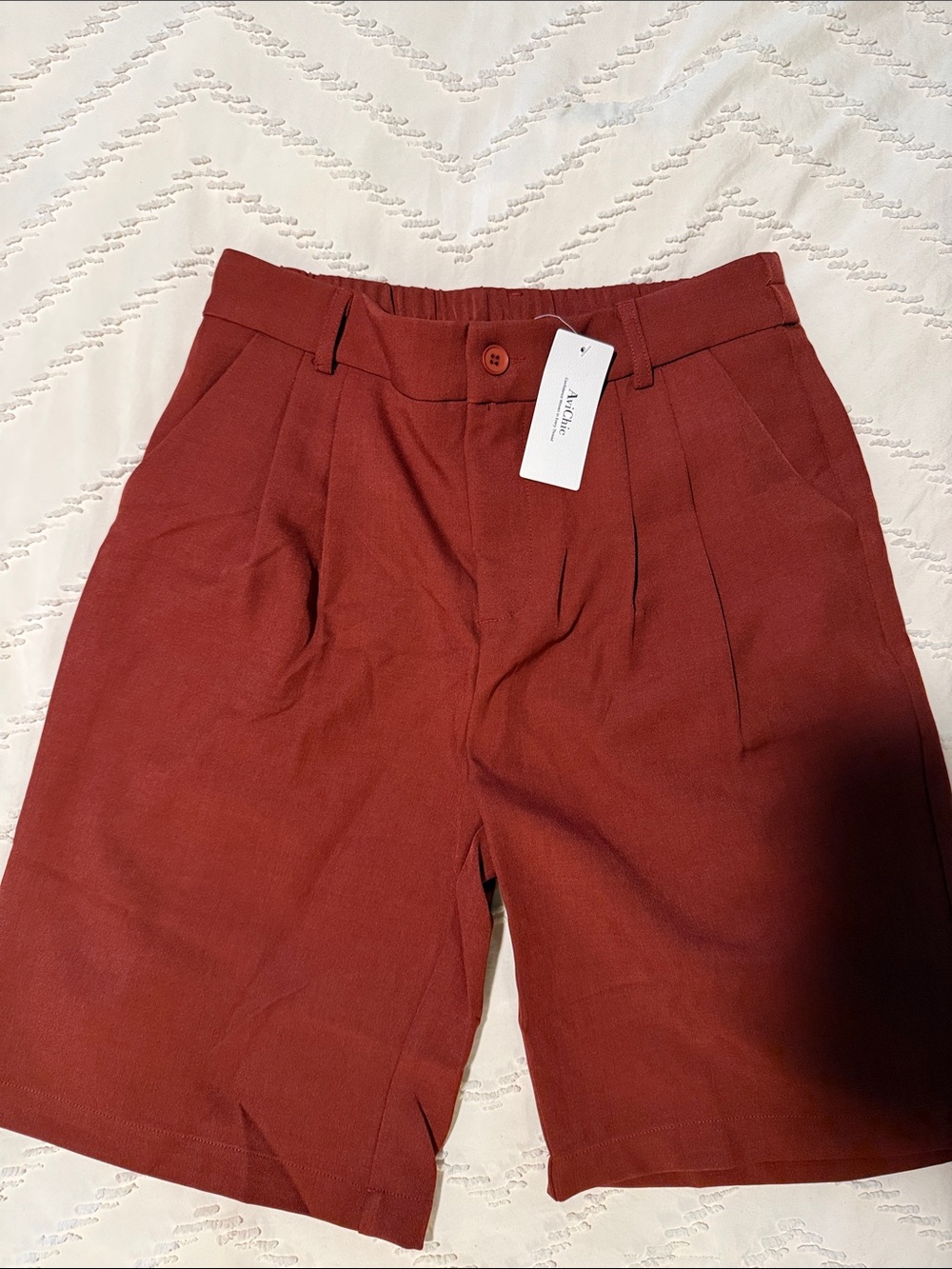 a new day Women's Pleated Bermuda Shorts in Burgundy